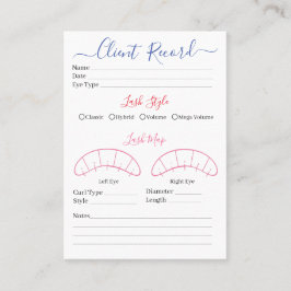 Eyelash-Client-Record Form Business Card Visitenkarte