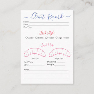 Eyelash-Client-Record Form Business Card Visitenkarte