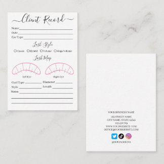 Eyelash-Client-Record Form Business Card Visitenkarte