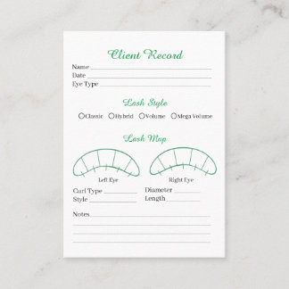 Eyelash-Client-Record Form Business Card Visitenkarte