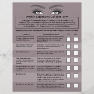 Eyelash Erweiterungen Liability Waiver Lash Salon Flyer