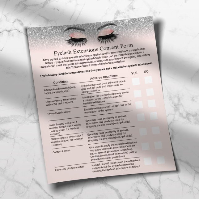 Eyelash Erweiterungen Liability Waiver Silver Glit Flyer (Von Creator hochgeladen)
