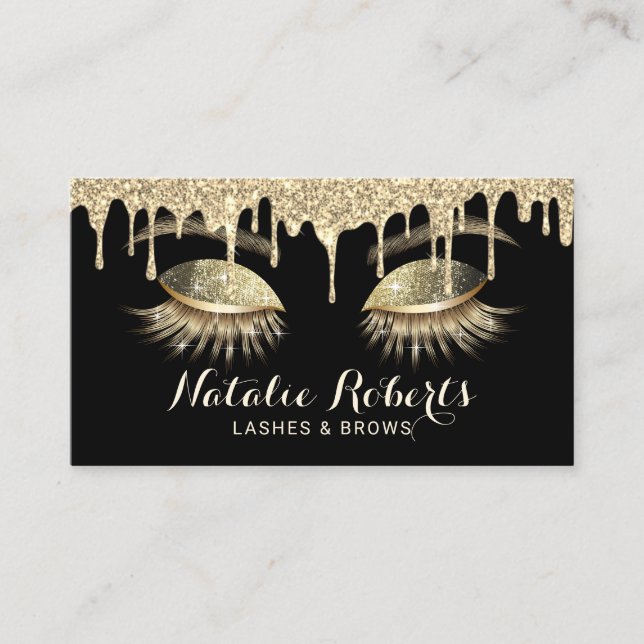 Eyelash Erweiterungen Makeup Artist Moderne Gold T Visitenkarte (Vorderseite)