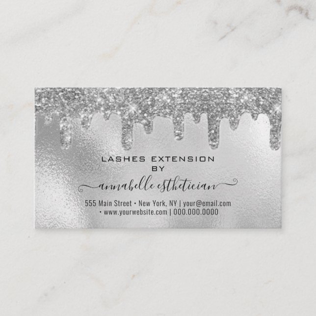 Eyelash Extension Aftercare Instruction Glitzern Visitenkarte (Vorderseite)