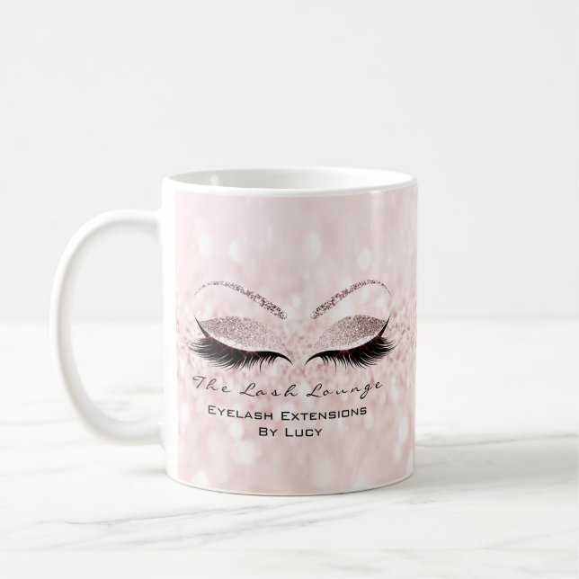 Eyelash Extension Beauty Studio Pink Glitzer Ombre Kaffeetasse (Links)