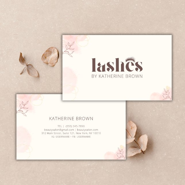 Eyelash Extension Branding Elegant Lash Artist Visitenkarte (Elegant Lash Artist Business Card Template Custom Eyelash Extension Branding)