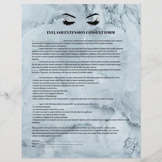 EYELASH EXTENSION CONSENT FORM FLYER (Vorne)