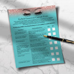 Eyelash Extension Liability Waiver Aquamarine Rose Flyer<br><div class="desc">Eyelash Extension Liability Waiver & Release Form Aquamarin & Rose Gold Glitzer Flyer.</div>