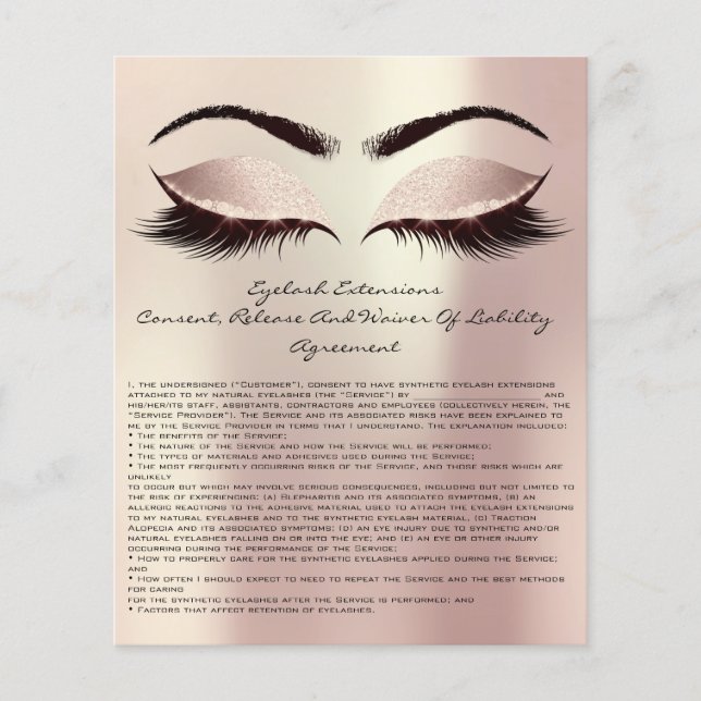 Eyelash Extension Liability Waiver Eyes Rose Pink Flyer (Vorne)