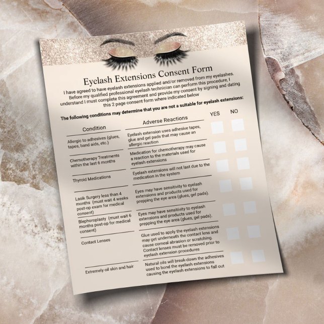 Eyelash Extension Liability Waiver Form Creme Flyer (Von Creator hochgeladen)