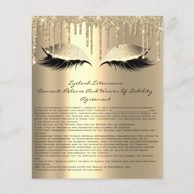 Eyelash Extension Liability Waiver Funkelnd Glam Flyer (Vorne)