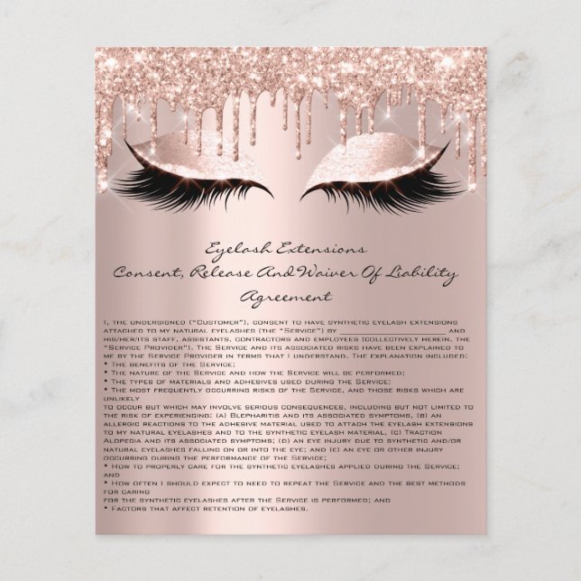 Eyelash Extension Liability Waiver Funkelnd Pink Flyer (Vorne)
