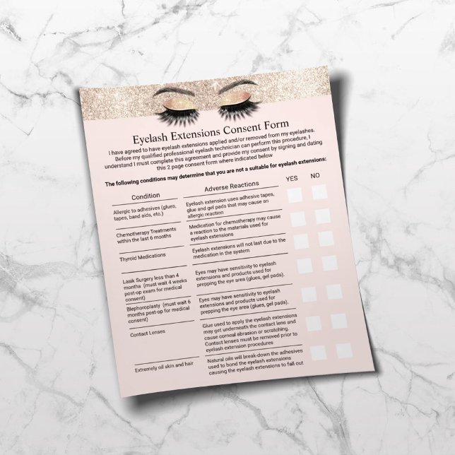 Eyelash Extension Liability Waiver Gold Border Flyer (Von Creator hochgeladen)