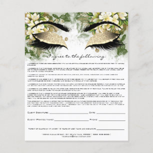 Eyelash Extension Liability Waiver Gold Microblade Flyer