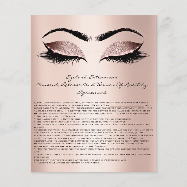 Eyelash Extension Liability Waiver Rose Blush Flyer (Vorne)