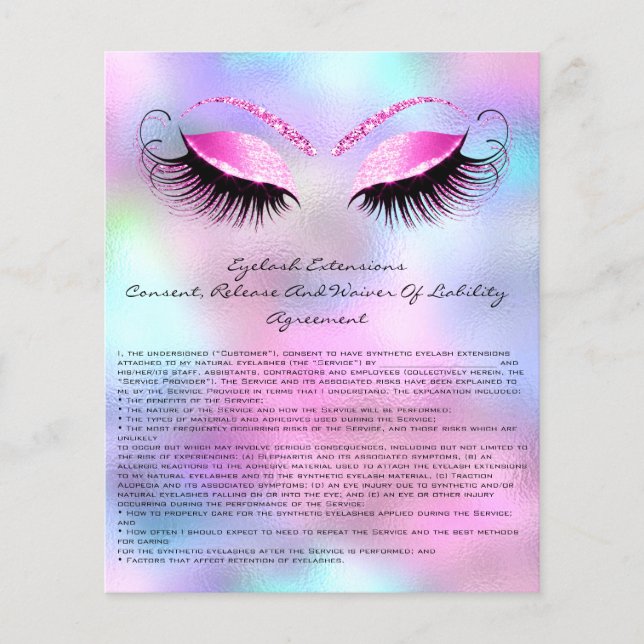 Eyelash Extension Liability Waiver Rose Ombre Flyer (Vorne)