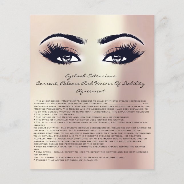 Eyelash Extension Liability Waiver Rose Peak Flyer (Vorne)