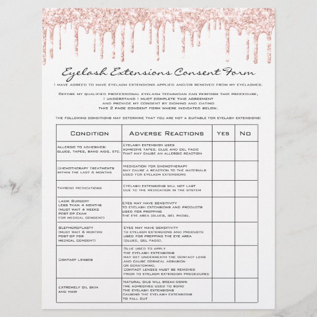 Eyelash Extension Liability Waiver Rose White Flyer (Vorne)