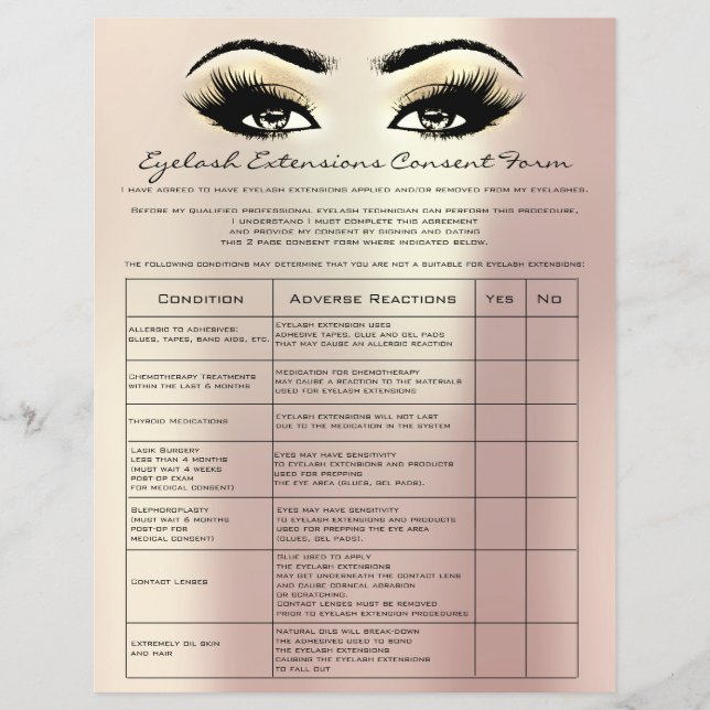 Eyelash Extension Liability Waiver Rosen Eyes Flyer (Vorne)