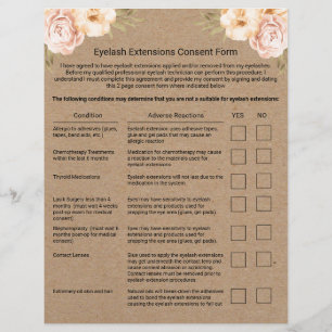 Eyelash Extension Liability Waiver Rustic Kraft Flyer