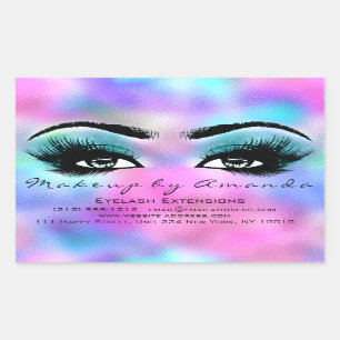 Eyelash Extension Makeup Artist Beauty Holograph Rechteckiger Aufkleber