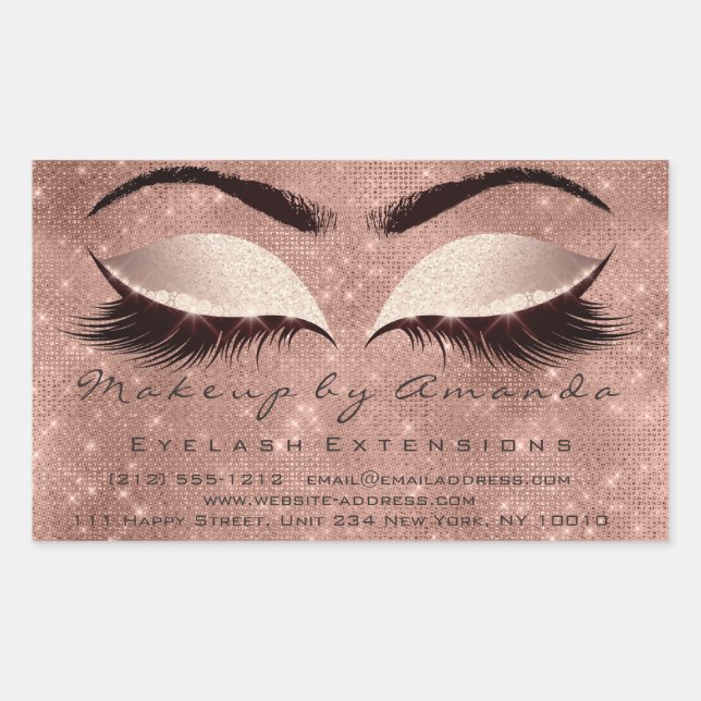 Eyelash Extension Makeup Beauty Salon Park Rose Rechteckiger Aufkleber (Vorderseite)