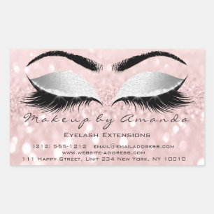Eyelash Extension Makeup Beauty Salon Pink Grau Rechteckiger Aufkleber
