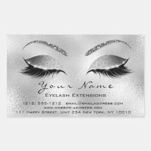 Eyelash Extension Makeup Beauty Salon Silver VIP Rechteckiger Aufkleber