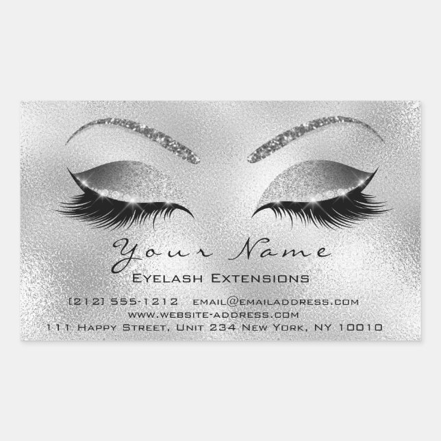 Eyelash Extension Makeup Beauty Salon Silver VIP Rechteckiger Aufkleber (Vorderseite)