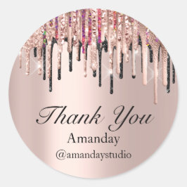 Eyelash Extension Makeup Rose Grau Tropfen Runder Aufkleber