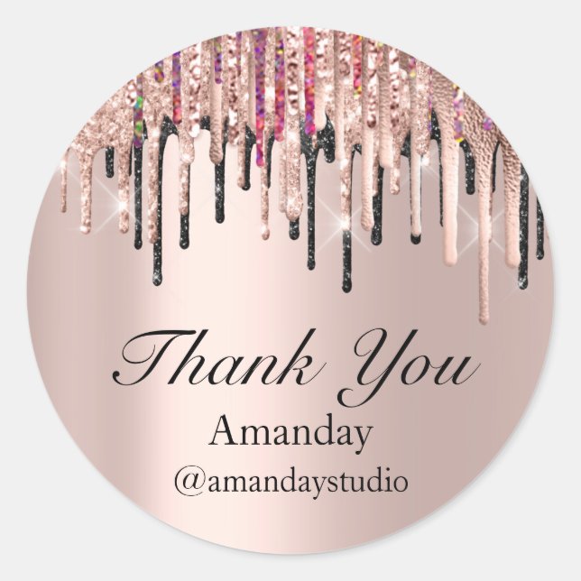 Eyelash Extension Makeup Rose Grau Tropfen Runder Aufkleber (Vorderseite)