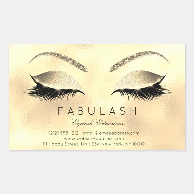 Eyelash Extension Makeuty Salon Glam Glitzer Rechteckiger Aufkleber (Vorderseite)