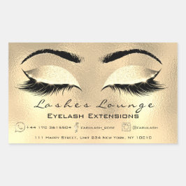 Eyelash Extension Makeuty Salon Gold Browns Rechteckiger Aufkleber