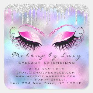 Eyelash Extension Makeuty Salon Pink Ombre Quadratischer Aufkleber
