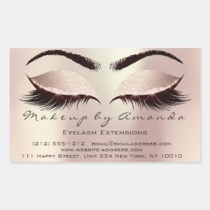 Eyelash Extension Makeuty Salon Pink Rose Rechteckiger Aufkleber