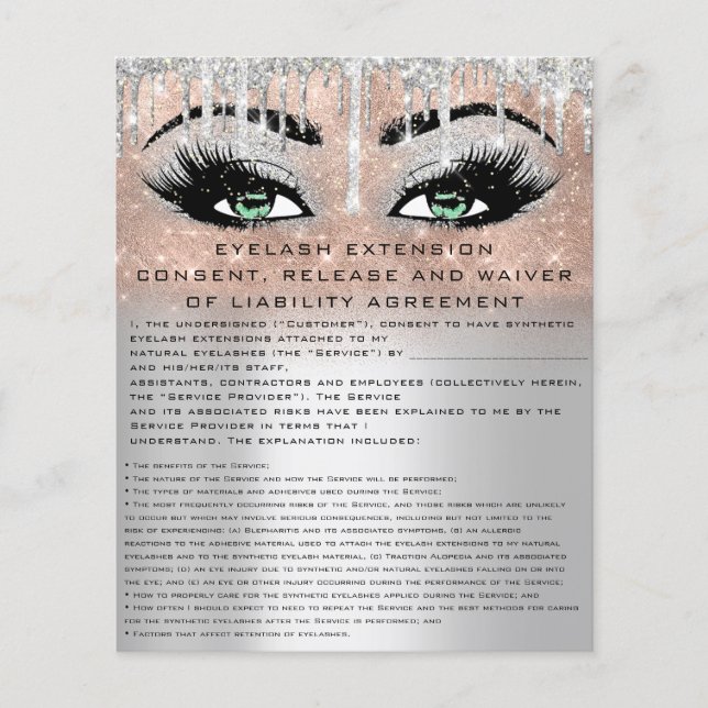 EYELASH EXTENSION RELEASE WAIVING Green Eyes Flyer (Vorne)