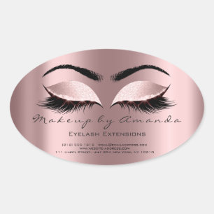 Eyelash Extension Round Makeup Artist Beauty Rose Ovaler Aufkleber