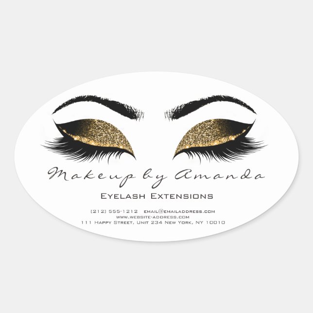 Eyelash Extension Round Makeup Artist Beauty Salon Ovaler Aufkleber (Vorderseite)