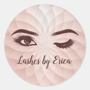 Eyelash Extensions Abstrakte Rose Gold Lotus Flora Runder Aufkleber