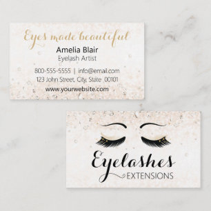 Eyelash Extensions Glitzern und Diamonds Gold Visitenkarte
