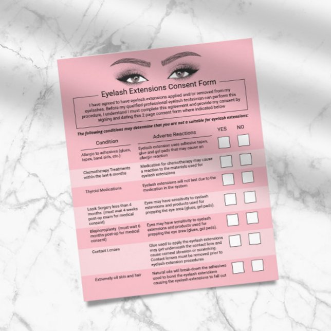 Eyelash Extensions Haftung Waiver Pink Salon Flyer (Von Creator hochgeladen)