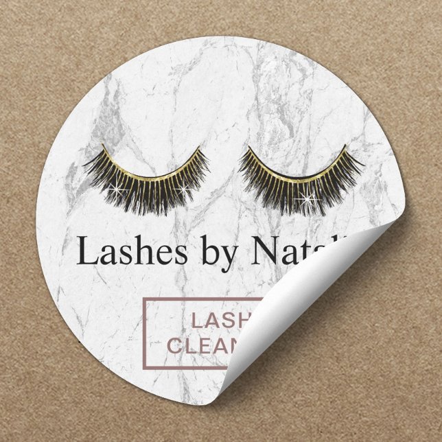 Eyelash Extensions Lash Cleaner Moderner Marmor Runder Aufkleber (Von Creator hochgeladen)