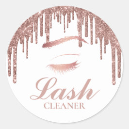 Eyelash Extensions Lash Cleaner Rose Gold Tropfen Runder Aufkleber