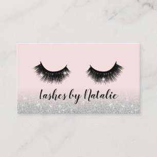 Eyelash Extensions Lash Salon Pink & Silver Ombre Visitenkarte