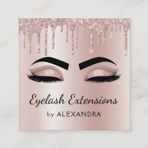Eyelash Extensions Lashes Glitzer Rose Gold Pink Quadratische Visitenkarte