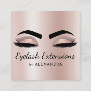 Eyelash Extensions Lashes Glitzer Rose Gold Pink Quadratische Visitenkarte