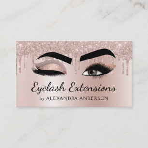 Eyelash Extensions Lashes Glitzer Rose Gold Pink Visitenkarte