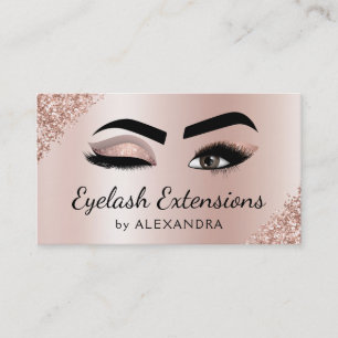 Eyelash Extensions Lashes Glitzer Rose Gold Pink Visitenkarte