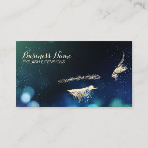Eyelash Extensions Modern Sparkle Lights Elegant Visitenkarte