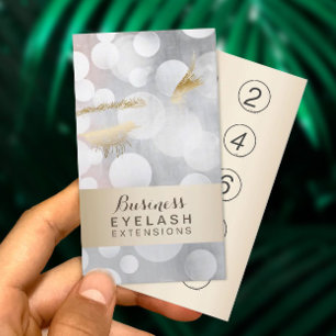 Eyelash Extensions Moderne Silver & Gold Loyalität Treuekarte